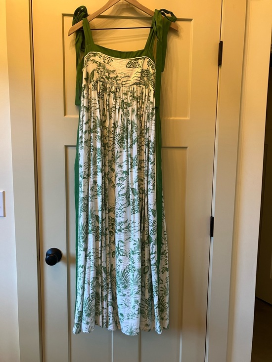bohme Dresses & Skirts - bohme Green & White Tropical Tie-Shoulder Maxi Dress! Fully lined.